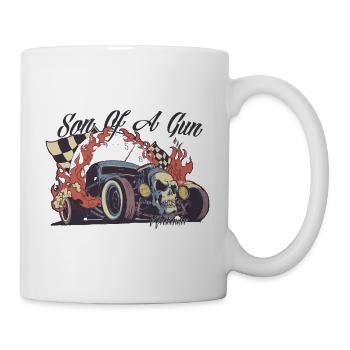 Hot Rod Totenkopf Flammen - Tasse - Weiß - Rechts