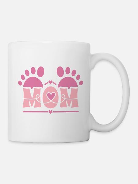 MOM-Herz-Fußabdruck - Tasse - Weiß