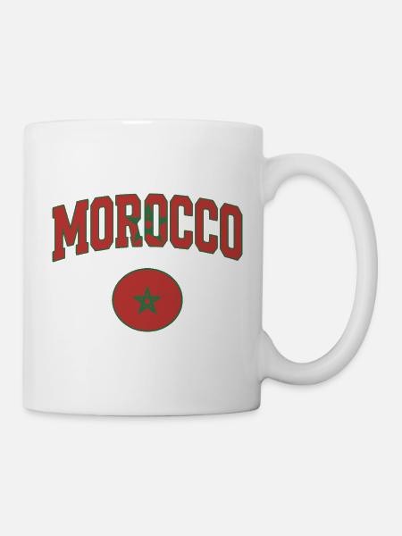Marokko-Arc-Logo mit rotem Stern - Tasse - Weiß