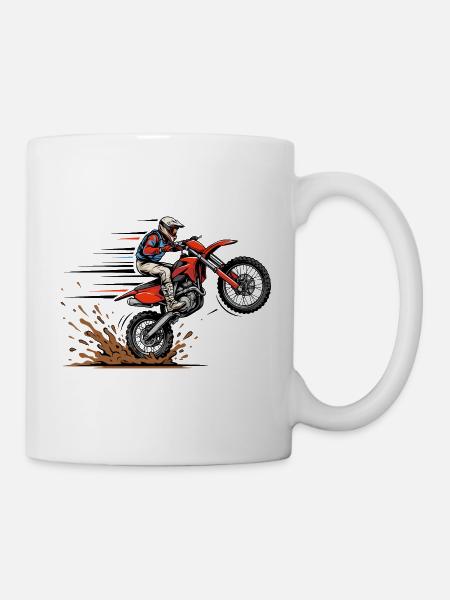 Motocross Sprung im Schlamm - Tasse - Weiß