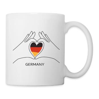 Deutschland Fan Herz mit Deutscher Flagge Germany - Tasse - Weiß - Rechts