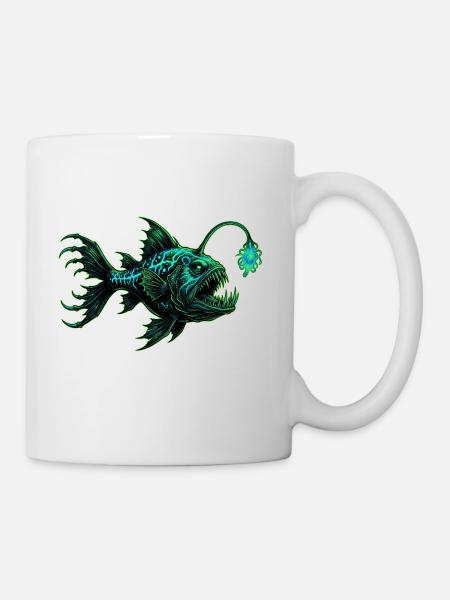 Bring Your Own Light – Tiefsee Anglerfisch - Tasse - Weiß