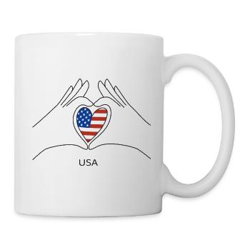 USA Heart with American Flag America Fan - Mug - white - Right