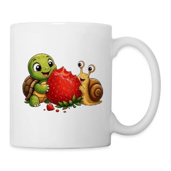 Petite amie tortue et joie fraise - Mug blanc - blanc - Droite