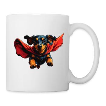 Teckel super-héros avec cape - Mug blanc - blanc - Droite