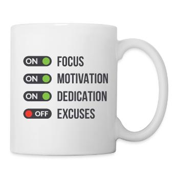 Concentration, motivation, dévouement, pas d’excuses. - Mug blanc - blanc - Droite