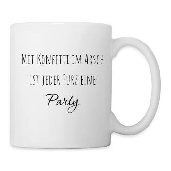 Mit Konfetti... - Tasse - Weiß - Rechts
