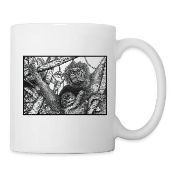 Orangs-outans dans la forêt tropicale - Mug blanc - blanc - Droite