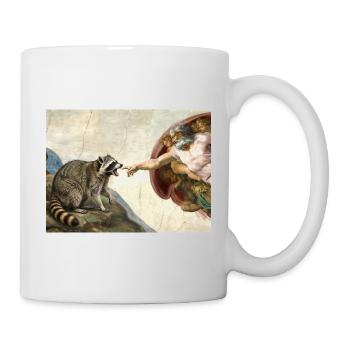 raccoon beating god's hand raccoon meme - Mug - white - Right