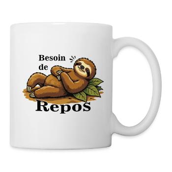 Paresseux Détendu Sur Feuilles - Mug blanc - blanc - Droite