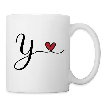 Y Letter Initial Monogram Design with Heart - Mug - white - Right
