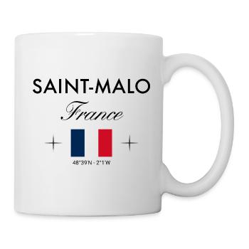 Saint Malo Frankreich Koordinaten Reise Souvenir - Tasse - Weiß - Rechts