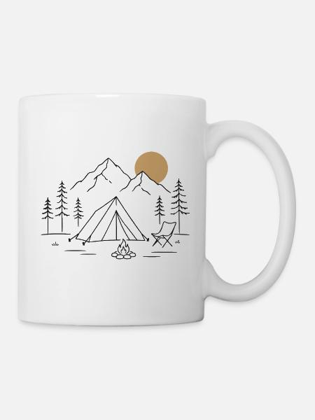 Camping in the mountains - Mug - white