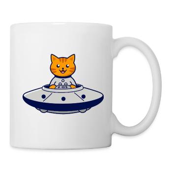 Le chat dans l’aventure OVNI - Mug blanc - blanc - Droite