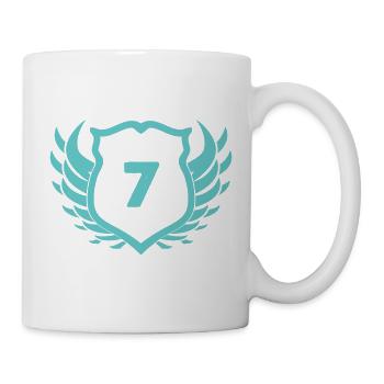 Siebenflügel Schild mit Zahl 7 - Tasse - Weiß - Rechts