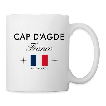 Cap d'Agde Frankreich Koordinaten Reise Souvenir - Tasse - Weiß - Rechts