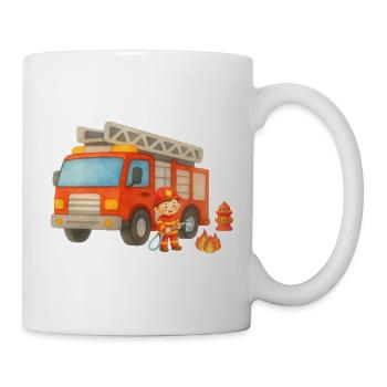 Little Firefighter Cartoon Design - Mug - white - Right