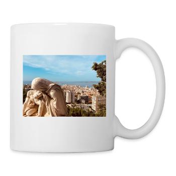 Classic sculpture over the city - Mug - white - Right