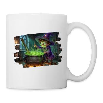 Little wizard brews magic potion in cauldron - Mug - white - Right