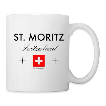 St. Moritz Schweiz Koordinaten Reise Souvenir - Tasse - Weiß - Rechts