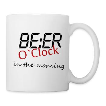 Beer o clock Lustiger Bier Spruch Geschenk - Tasse - Weiß - Rechts
