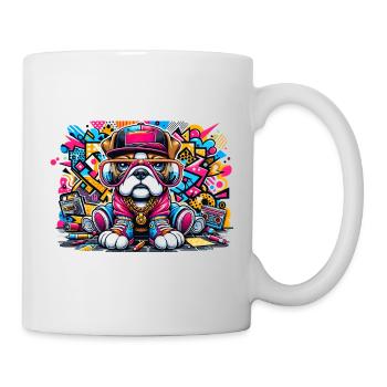 Hip Hop Bulldog Puppy Graffiti Street Style Merch - Mug - white - Right