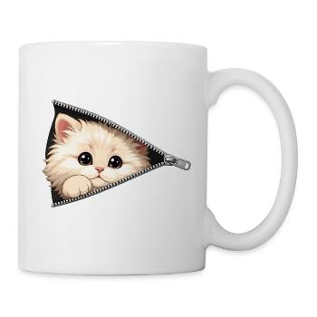 Cute Kitten Zipper Cat - Mug - white - Right
