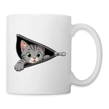 Cute Kitten Zipper Cat - Mug - white - Right