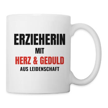 Erzieherin mit Herz Kita Geschenk Erzieher Beruf - Tasse - Weiß - Rechts