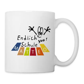 Endlich Schule Matteo  - Tasse - Weiß - Rechts