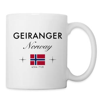 Geiranger Norwegen Koordinaten Reise Souvenir - Tasse - Weiß - Rechts