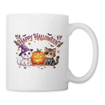Happy Halloween mit Katzen & Kürbis - Tasse - Weiß - Rechts