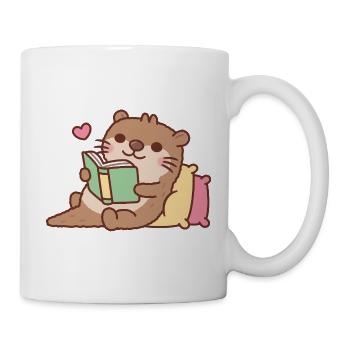 Niedlicher Otter entspannt mit dem Buch - Tasse - Weiß - Rechts