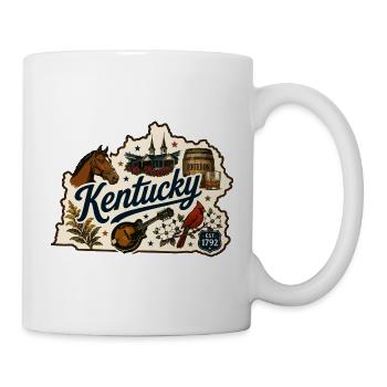 Vintage-Kentucky Bluegrass-Bourbon-Aufkleber - Tasse - Weiß - Rechts