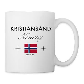 Kristiansand Norwegen Koordinaten Reise Souvenir - Tasse - Weiß - Rechts