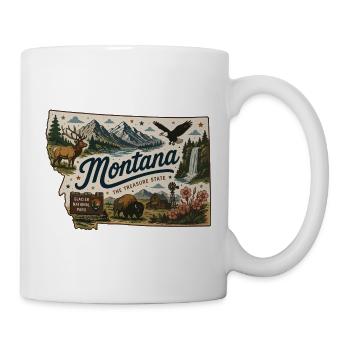 Montana Treasure State Vintage-Reiseaufkleber - Tasse - Weiß - Rechts