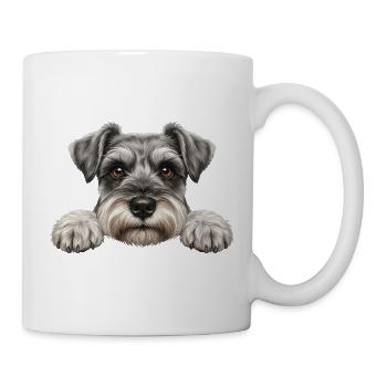 Spickender Schnauzer Neugieriges Barthundegesicht - Tasse - Weiß - Rechts