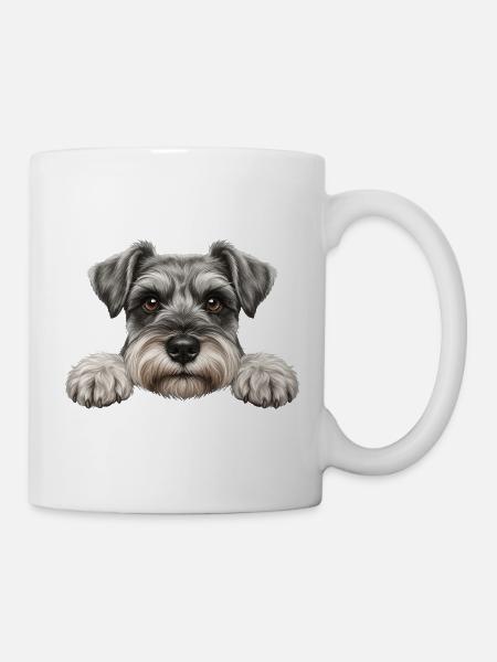 Spickender Schnauzer Neugieriges Barthundegesicht - Tasse - Weiß
