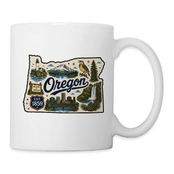 Oregon Beaver State Vintage Reiseaufkleber - Tasse - Weiß - Rechts