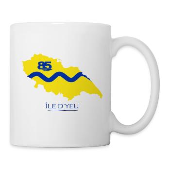 Carte Île d'Yeu en jaune  - Mug blanc - blanc - Droite