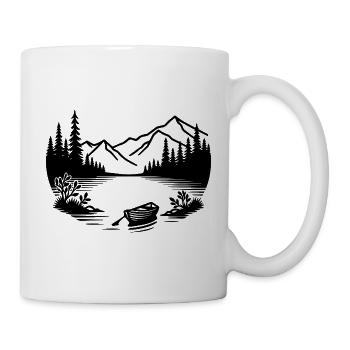 Lac de montagne minimaliste avec bateau à rames - Mug blanc - blanc - Droite