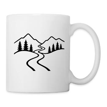 Minimalistischer Wanderweg in den Bergen - Tasse - Weiß - Rechts