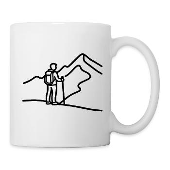 Minimalistischer Wanderer vor Bergpanorama - Tasse - Weiß - Rechts