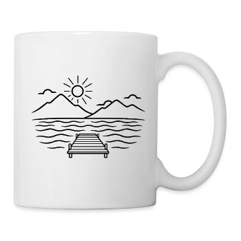Minimalistischer Holzsteg am Bergsee - Tasse - Weiß - Rechts