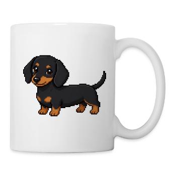 Teckel mignon – Chien rétro en pixel art - Mug blanc - blanc - Droite