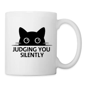 Black Cat Cute Cats Face Line Art - Mug - white - Right