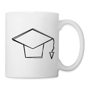 Doktorhut handgezeichnet - Tasse - Weiß - Rechts