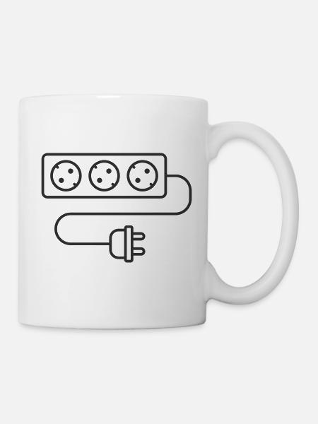 Steckdosen-Leitungssymbol - Tasse - Weiß
