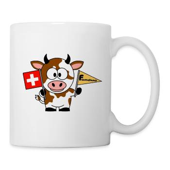 Kuh mit Fondue Flaggen - Tasse - Weiß - Rechts