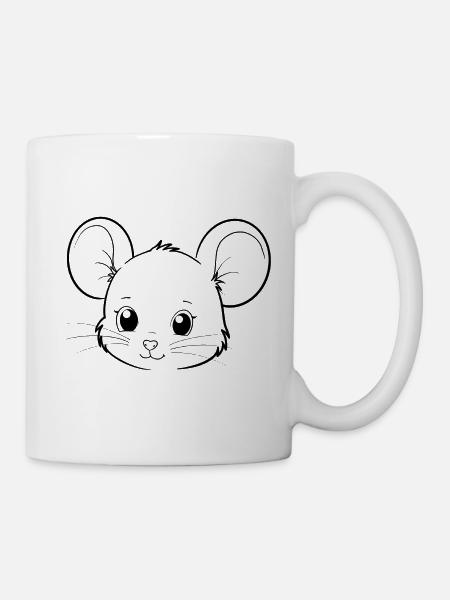 Maus_schwarz - Tasse - Weiß